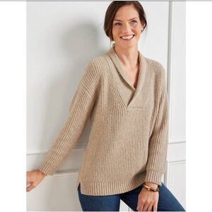 Talbots Marled Pullover Sweater Womens Large Beige‎ Knit Long Sleeve Casual Wear